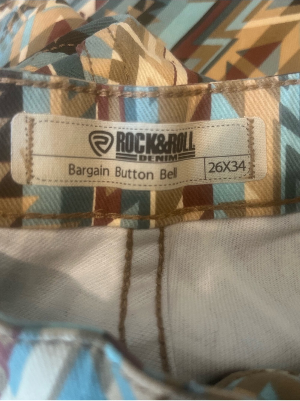 Rock & Roll Teal & Tan Aztec Flare Pants - Picture 10 of 14